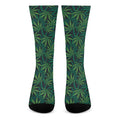 Dark Green Hemp Pattern Print Crew Socks
