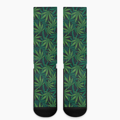 Dark Green Hemp Pattern Print Crew Socks