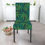 Dark Green Hemp Pattern Print Dining Chair Slipcover