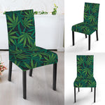 Dark Green Hemp Pattern Print Dining Chair Slipcover