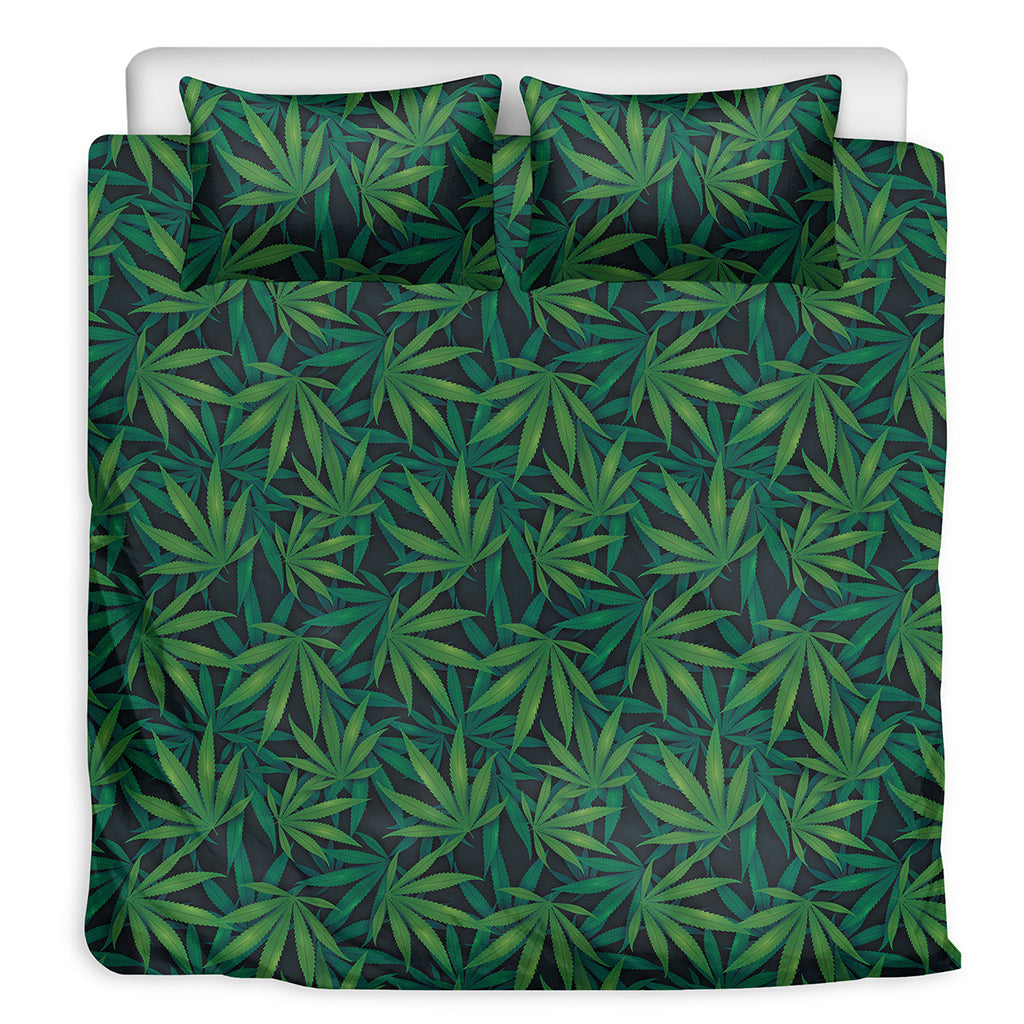Dark Green Hemp Pattern Print Duvet Cover Bedding Set