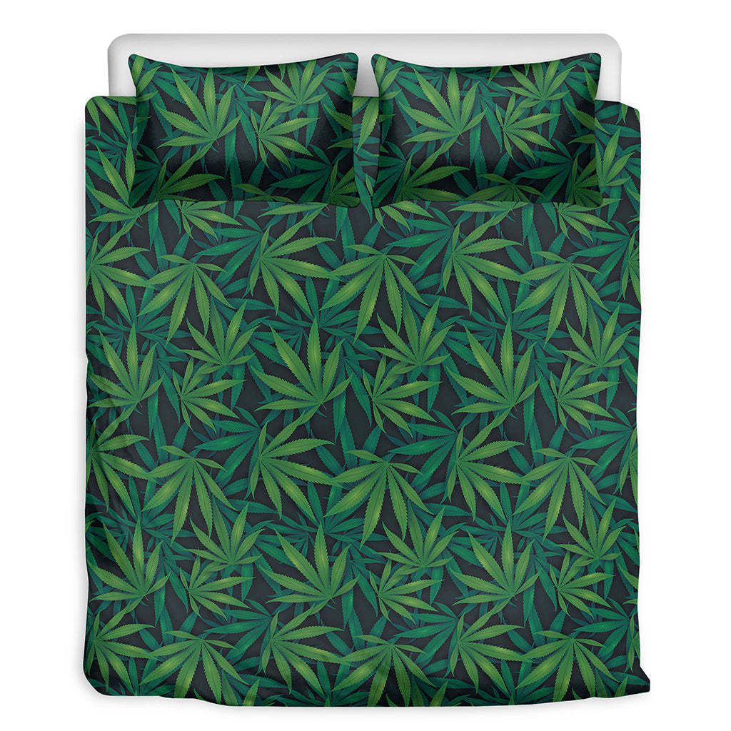 Dark Green Hemp Pattern Print Duvet Cover Bedding Set