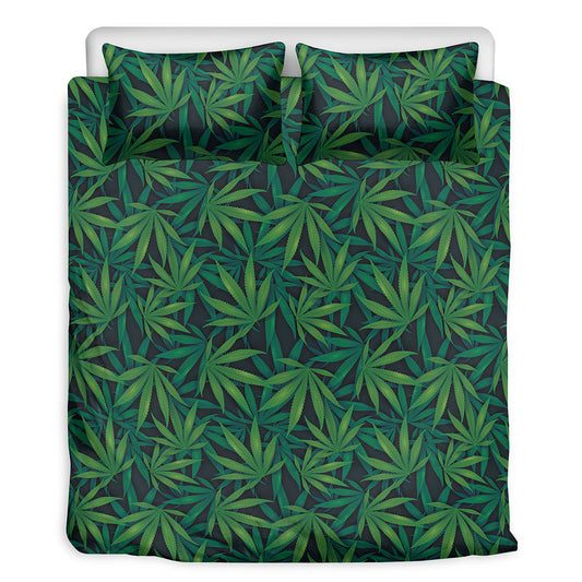 Dark Green Hemp Pattern Print Duvet Cover Bedding Set
