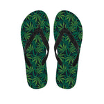 Dark Green Hemp Pattern Print Flip Flops