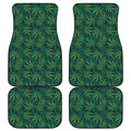 Dark Green Hemp Pattern Print Front and Back Car Floor Mats