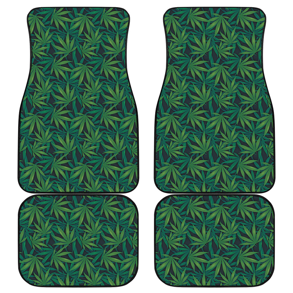 Dark Green Hemp Pattern Print Front and Back Car Floor Mats