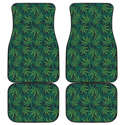 Dark Green Hemp Pattern Print Front and Back Car Floor Mats
