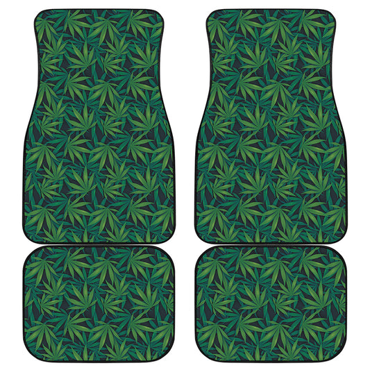 Dark Green Hemp Pattern Print Front and Back Car Floor Mats