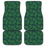 Dark Green Hemp Pattern Print Front and Back Car Floor Mats