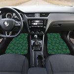 Dark Green Hemp Pattern Print Front and Back Car Floor Mats