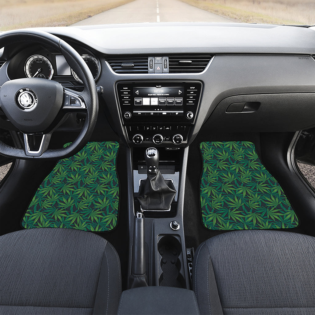 Dark Green Hemp Pattern Print Front Car Floor Mats