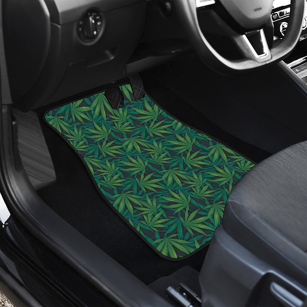 Dark Green Hemp Pattern Print Front Car Floor Mats