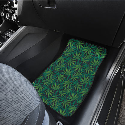 Dark Green Hemp Pattern Print Front Car Floor Mats