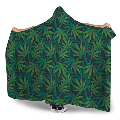 Dark Green Hemp Pattern Print Hooded Blanket