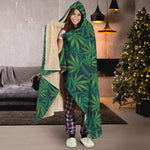 Dark Green Hemp Pattern Print Hooded Blanket