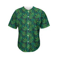 Dark Green Hemp Pattern Print Men's Baseball Jersey