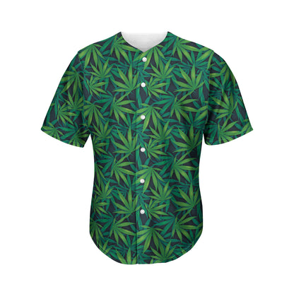 Dark Green Hemp Pattern Print Men's Baseball Jersey