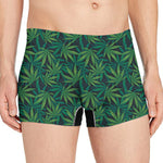 Dark Green Hemp Pattern Print Men's Boxer Briefs