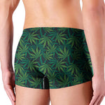 Dark Green Hemp Pattern Print Men's Boxer Briefs