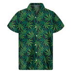 Dark Green Hemp Pattern Print Men's Short Sleeve Shirt