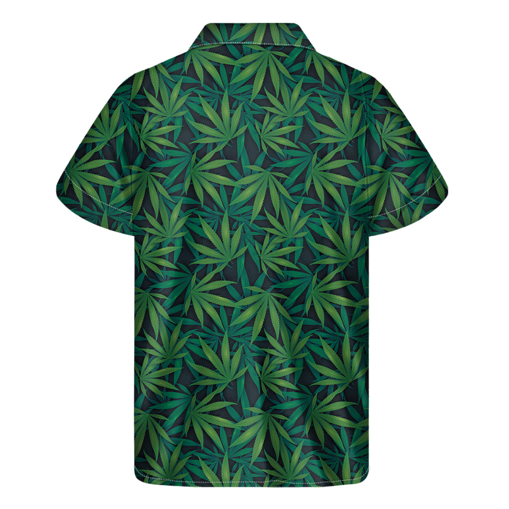 Dark Green Hemp Pattern Print Men's Short Sleeve Shirt