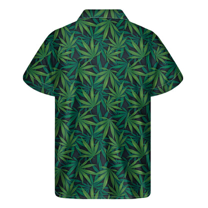 Dark Green Hemp Pattern Print Men's Short Sleeve Shirt