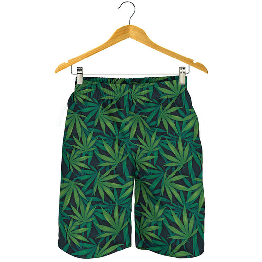 Dark Green Hemp Pattern Print Men's Shorts