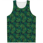 Dark Green Hemp Pattern Print Men's Tank Top