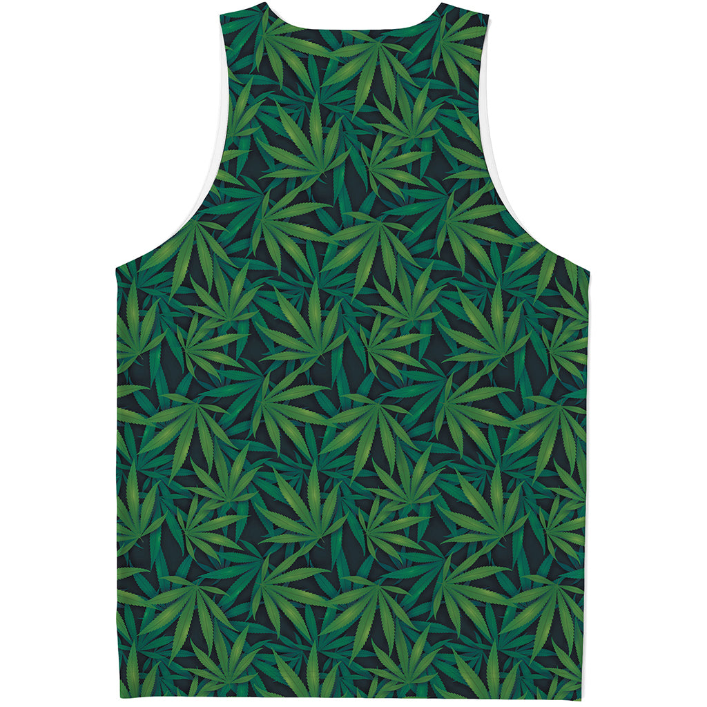 Dark Green Hemp Pattern Print Men's Tank Top