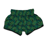 Dark Green Hemp Pattern Print Muay Thai Boxing Shorts