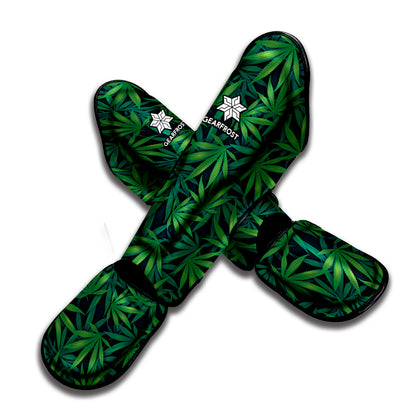 Dark Green Hemp Pattern Print Muay Thai Shin Guard