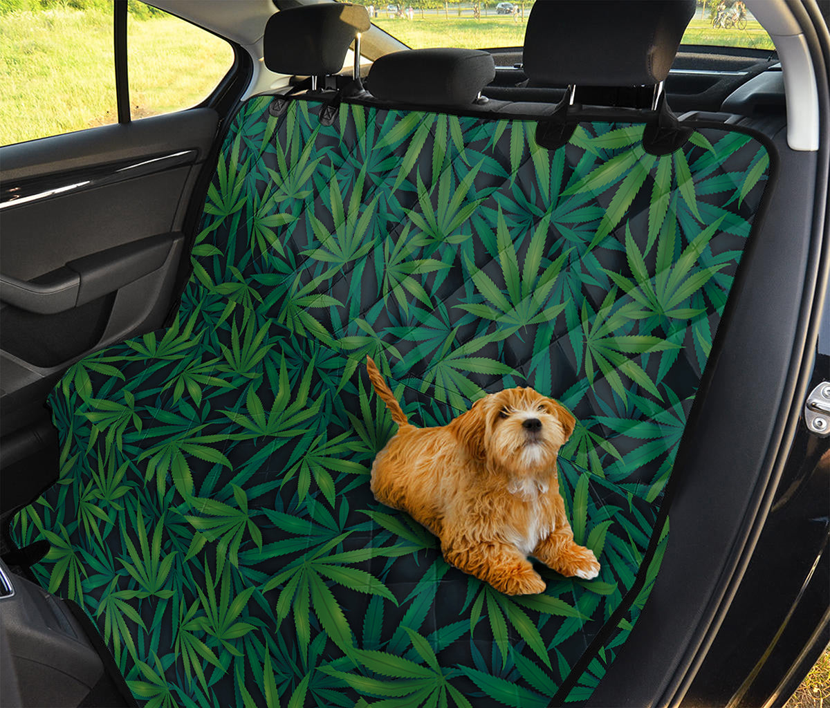 Dark Green Hemp Pattern Print Pet Car Back Seat Cover