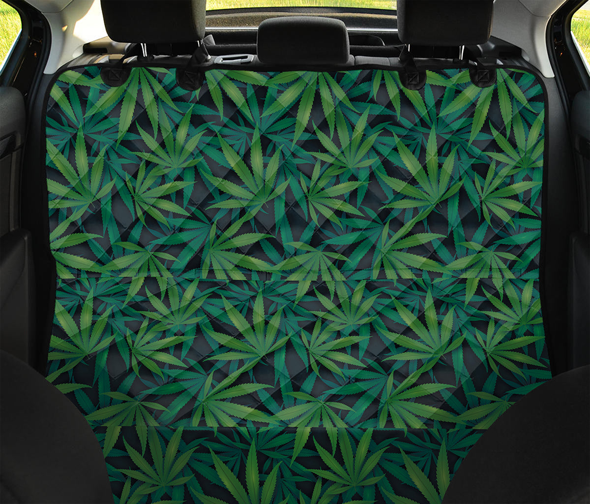 Dark Green Hemp Pattern Print Pet Car Back Seat Cover