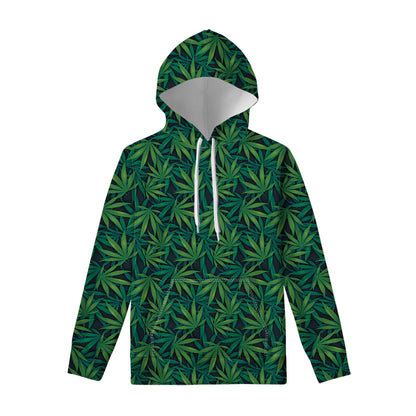 Dark Green Hemp Pattern Print Pullover Hoodie