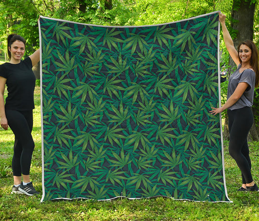 Dark Green Hemp Pattern Print Quilt