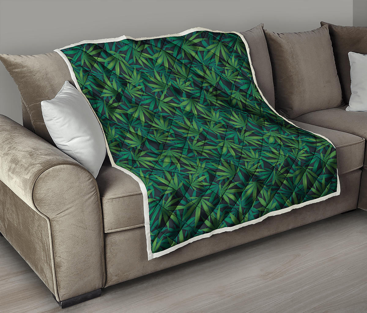 Dark Green Hemp Pattern Print Quilt