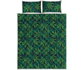 Dark Green Hemp Pattern Print Quilt Bed Set