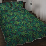 Dark Green Hemp Pattern Print Quilt Bed Set