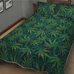 Dark Green Hemp Pattern Print Quilt Bed Set