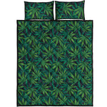 Dark Green Hemp Pattern Print Quilt Bed Set