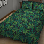 Dark Green Hemp Pattern Print Quilt Bed Set