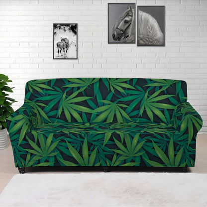 Dark Green Hemp Pattern Print Sofa Cover