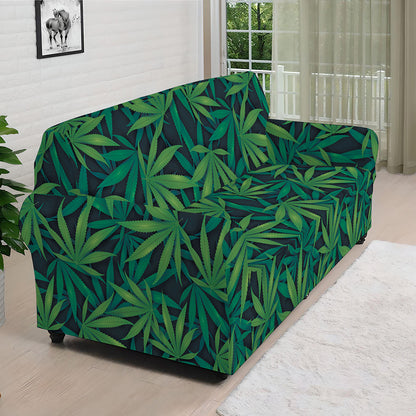 Dark Green Hemp Pattern Print Sofa Cover