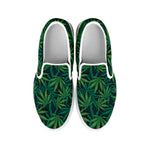 Dark Green Hemp Pattern Print White Slip On Shoes