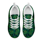 Dark Green Hemp Pattern Print White Sneakers