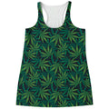 Dark Green Hemp Pattern Print Women's Racerback Tank Top