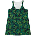 Dark Green Hemp Pattern Print Women's Racerback Tank Top