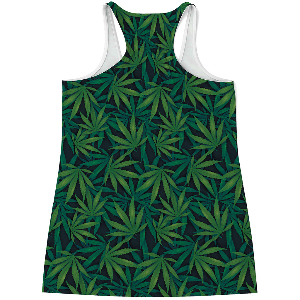 Dark Green Hemp Pattern Print Women's Racerback Tank Top