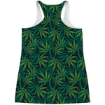 Dark Green Hemp Pattern Print Women's Racerback Tank Top