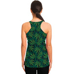 Dark Green Hemp Pattern Print Women's Racerback Tank Top